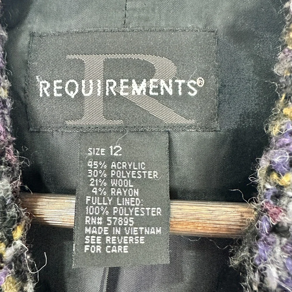 Requirements Blazer 12 Purple Bouclé Tweed Wool Blend Preppy‎ Academia Vintage